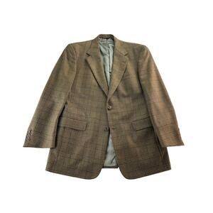 Austin Reed London England Plaid Blazer Men's 40R Tailored Brown Wool Sport Coat